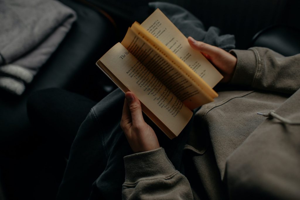 person reading a book